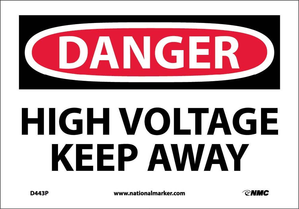 AccuformNMC MELC OSHA Danger Safety Sign, High Voltage, Keep Away