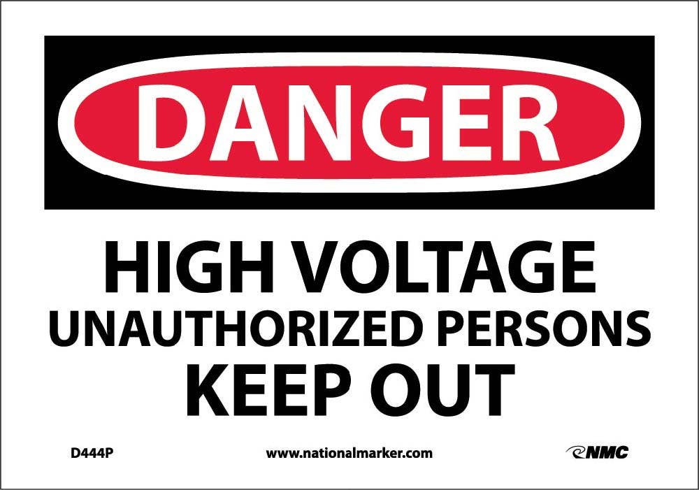 AccuformNMC MELC OSHA Danger Safety Sign, High Voltage, Unauthorized Personnel Keep Out