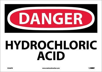 AccuformNMC MCHG OSHA Danger Safety Sign, Hydrochloric Acid