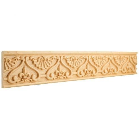 Hardware Resources HCM12 Fleur-de-Lis Hand Carved Moulding, 8 Ft. (1 Stick)