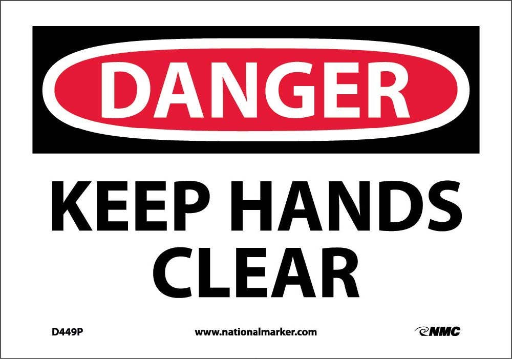 AccuformNMC MEQM OSHA Danger Safety Sign, Keep Hands Clear