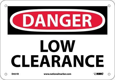 AccuformNMC MECR OSHA Danger Safety Sign, Low Clearance