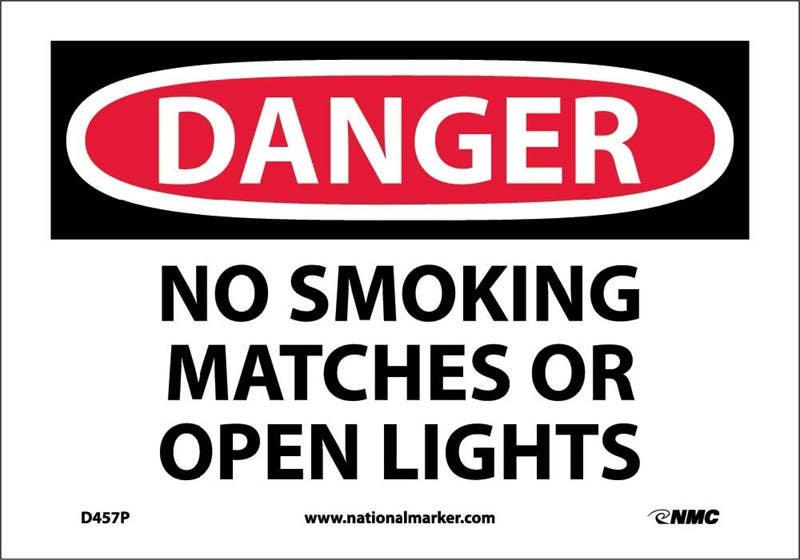 AccuformNMC MSMK OSHA Danger Smoking Control Sign, No Smoking, Matches Or Open Lights