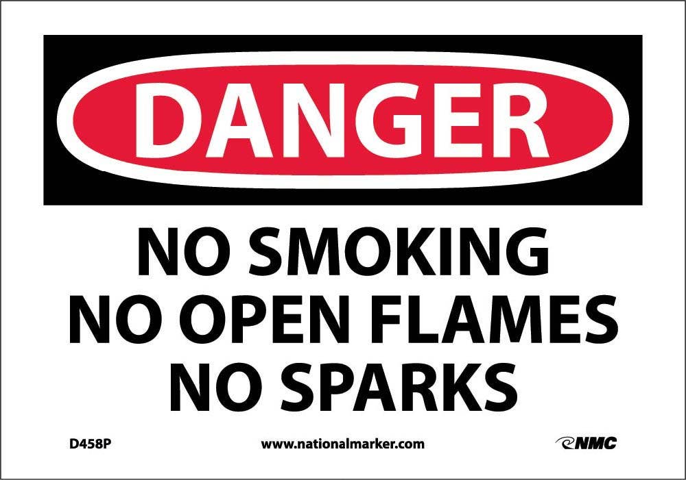 AccuformNMC MSMK OSHA Danger Safety Sign, No Smoking - No Open Flames - No Sparks