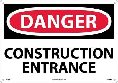 AccuformNMC D470 Danger, Construction Entrance Sign, Large Format