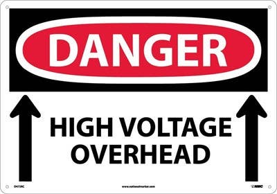 AccuformNMC MELC OSHA Danger Safety Sign, High Voltage Overhead