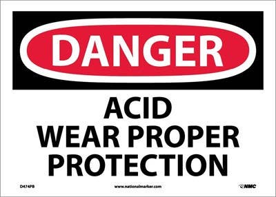 AccuformNMC MCHL011 OSHA Danger Safety Sign, Acid - Wear Proper Protection, 10"x14"