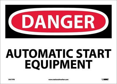 AccuformNMC MEQM101 Danger Safety Sign, Automatic Start Equipment, 10" x 14"