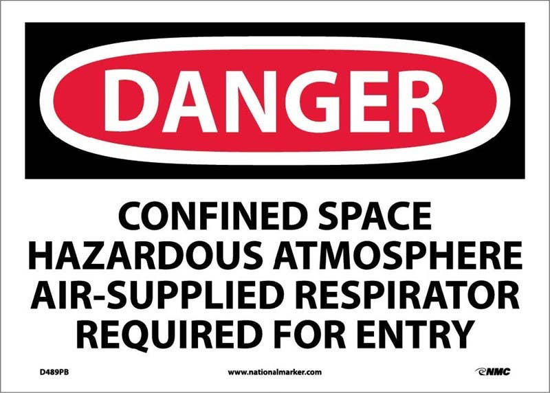 AccuformNMC D489 Danger, Confined Space Hazardous Atmosphere Sign, 10" x 14"
