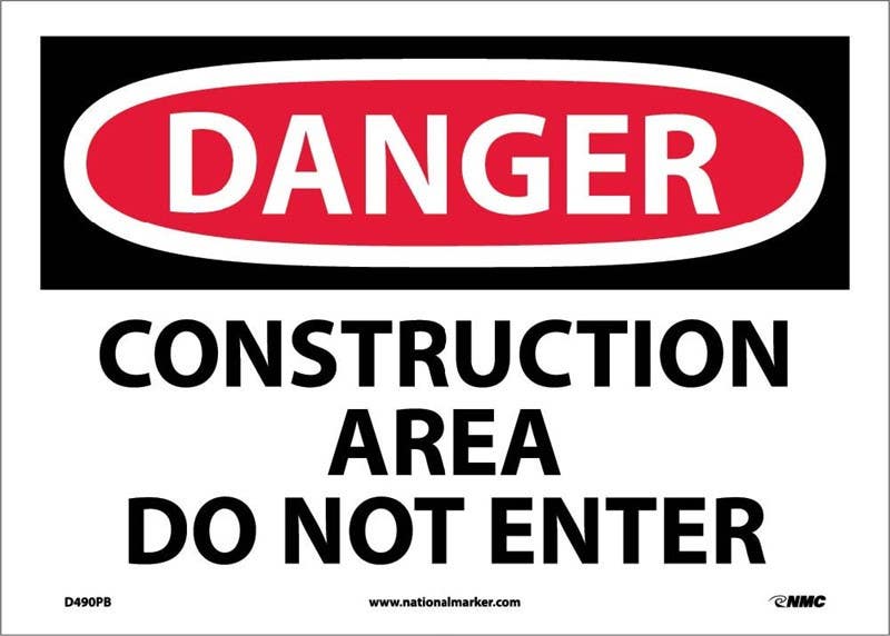 AccuformNMC MCRT128 OSHA Danger Safety Sign, Construction Area - Do Not Enter, 10" x 14"