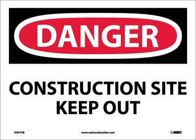 AccuformNMC MCRT OSHA Danger Safety Sign, Construction Site - Keep Out