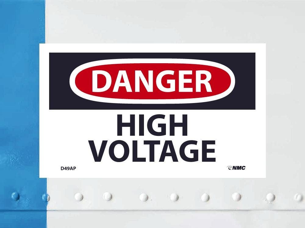 AccuformNMC D49AP Danger, High Voltage Label, PS Vinyl, 3" x 5", 5/Pk
