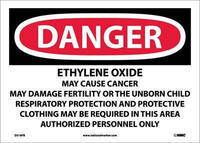 AccuformNMC MCAW143 OSHA Danger Safety Sign, Ethylene Oxide - Cancer Hazard & Reproductive Hazard..., 10" x 14"