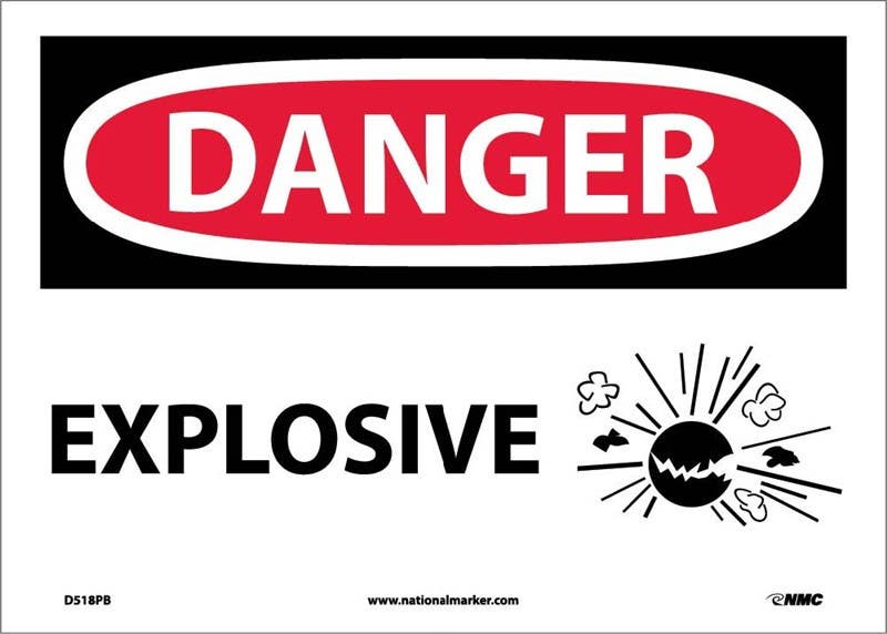 AccuformNMC MCHL119 OSHA Danger Safety Sign, Explosives, 10" x 14"