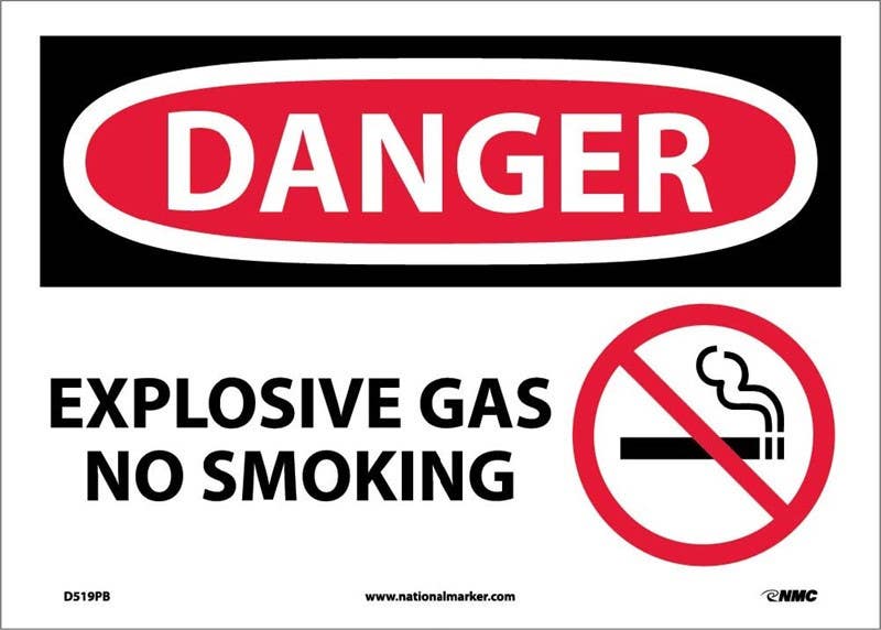 AccuformNMC MCHG OSHA Danger Safety Sign, Explosive Gas - No Smoking