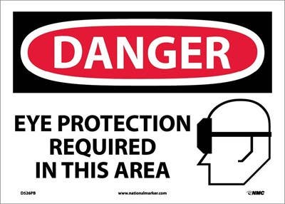 AccuformNMC D526AB Danger, Eye Protection Required In This Area Sign, Standard Aluminum, 10" x 14"
