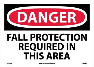 AccuformNMC MFPR OSHA Danger Safety Sign, Fall Protection Required In This Area