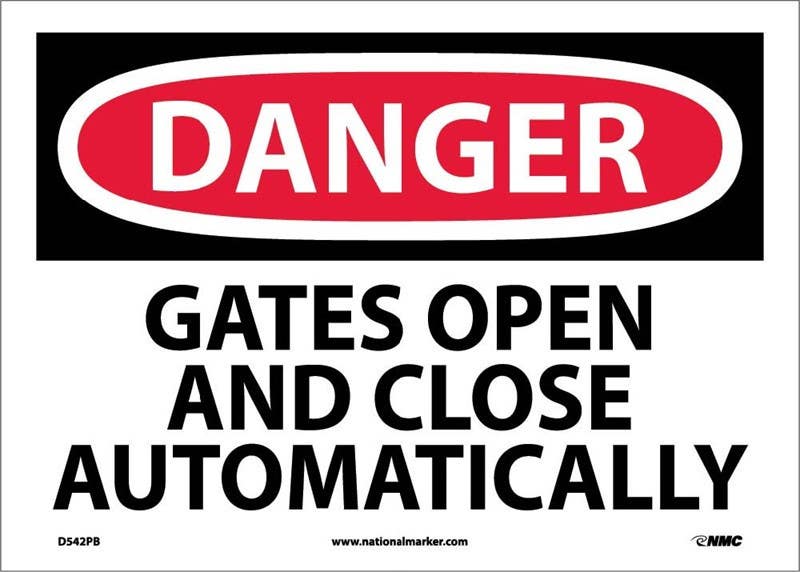 AccuformNMC MADM034 OSHA Danger Safety Sign, Gates Open And Close Automatically, 10" x 14"