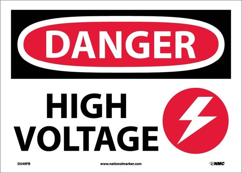 AccuformNMC MELC OSHA Danger Safety Sign, High Voltage With Graphic