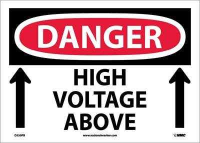 AccuformNMC D550AB Danger, High Voltage Above Sign, Standard Aluminum, 10" H x 14" W