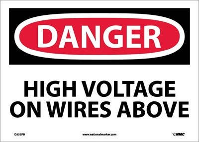 AccuformNMC MELC013 Danger, High Voltage On Wires Above Sign, 14" x 10"