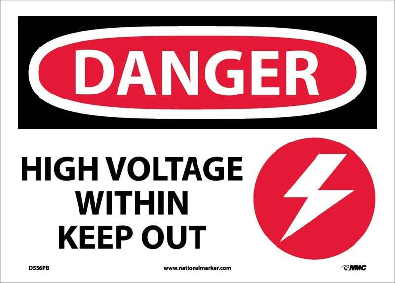 AccuformNMC MELC OSHA Danger Safety Sign, High Voltage Within - Keep Out