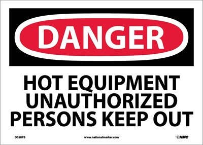 AccuformNMC MEQM115 OSHA Danger Safety Sign, Hot Equipment Unauthorized Persons Keep Out, 10" x 14"
