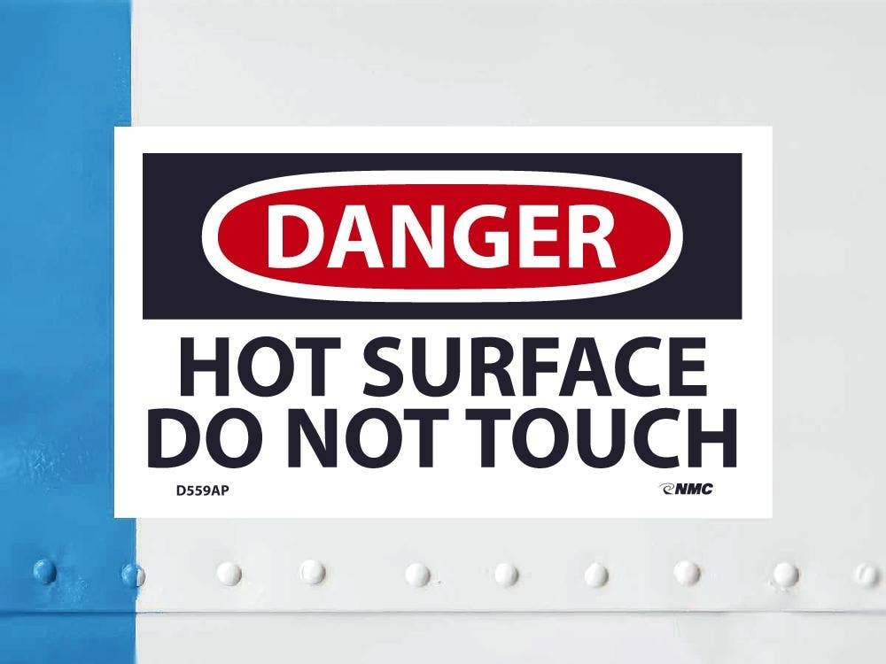 AccuformNMC D559AP Danger, Hot Surface Do Not Touch Label, PS Vinyl, 3" x 5", 5/Pk