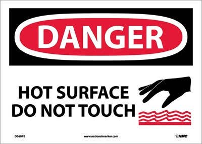 AccuformNMC D560 Danger, Hot Surface Do Not Touch Sign, 10" x 14"
