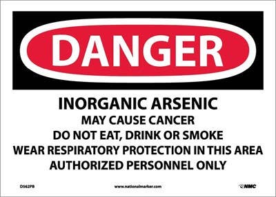 AccuformNMC D562 Danger, Inorganic Arsenic Cancer Hazard Sign, 10" x 14"