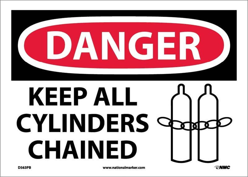 AccuformNMC D563AB Danger, Keep All Cylinders Chained Sign, 10" x 14", Standard Aluminum