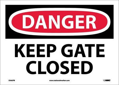 AccuformNMC MADM OSHA Danger Safety Sign, Keep Gates Closed