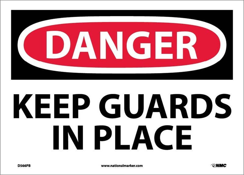 AccuformNMC MEQM OSHA Danger Safety Sign, Keep Guards In Place