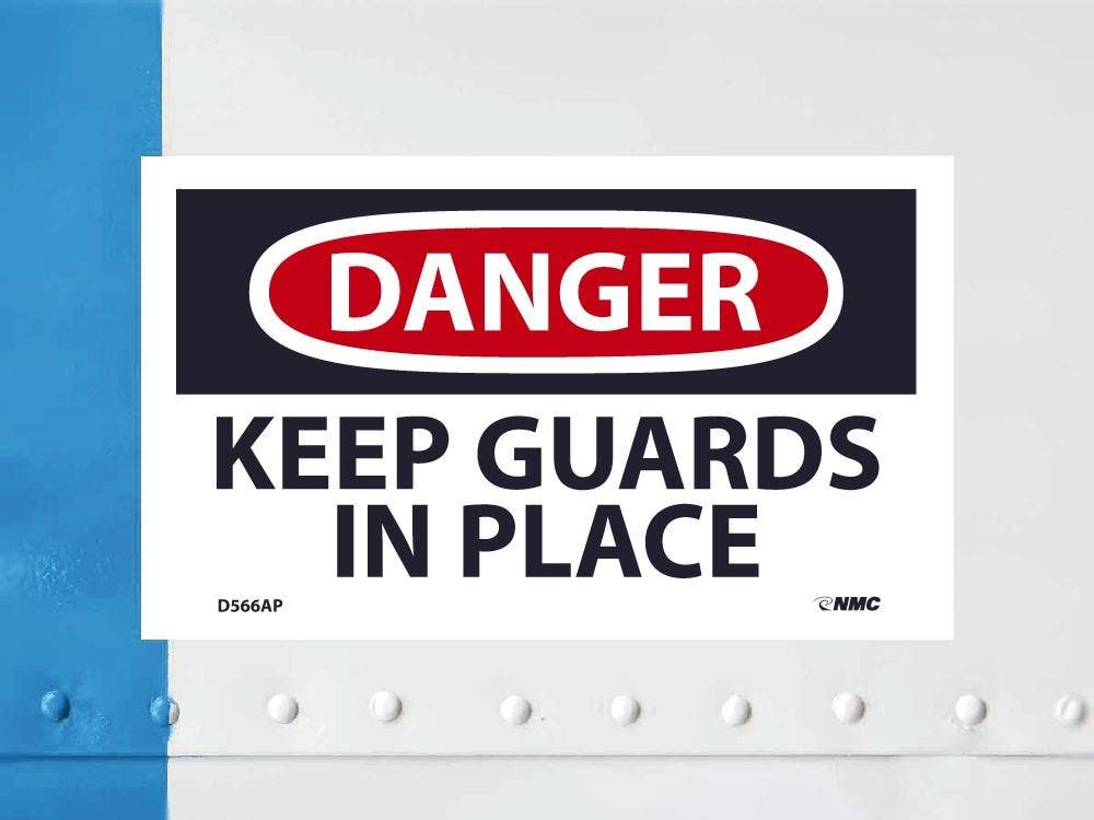 AccuformNMC LEQM277 Danger, Keep Guards In Place Label, 3-1/2" x 5", 5/Pk