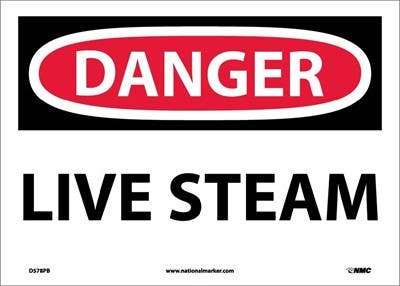 AccuformNMC MCHL043 OSHA Danger Safety Sign, Live Steam, 10" x 14"