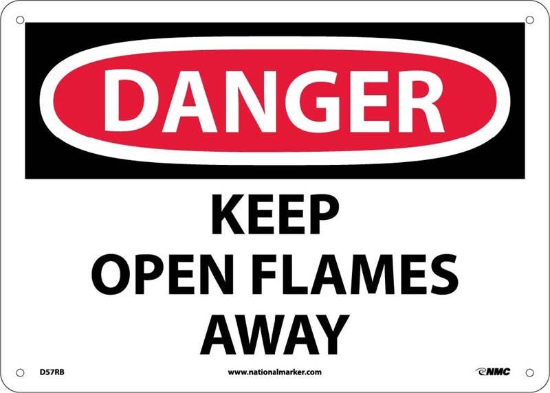 AccuformNMC D57 Danger, Keep Open Flames Away Sign, 10" x 14"