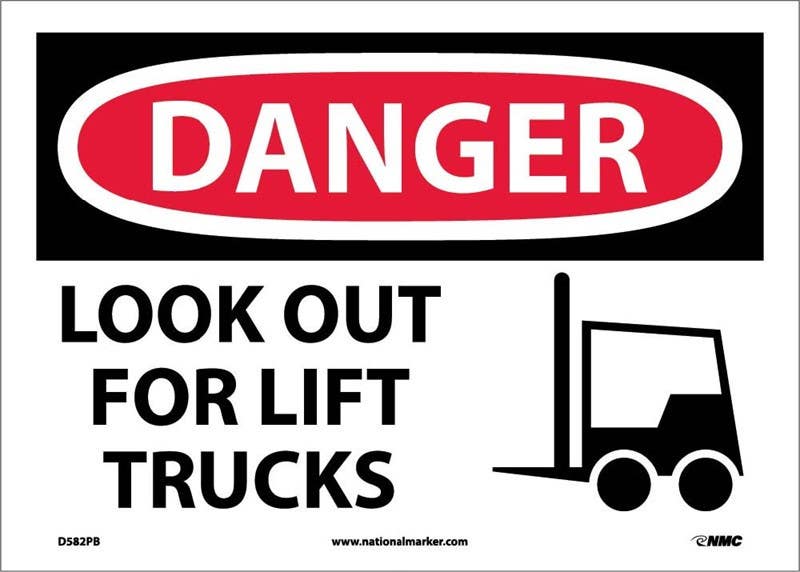 AccuformNMC MVHR108 OSHA Danger Safety Sign, Look Out For Lift Trucks, 10" x 14"