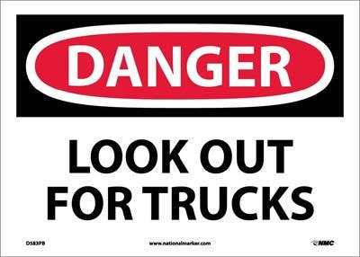 AccuformNMC MVHR109 OSHA Danger Safety Sign, Look Out For Trucks, 10" x 14"