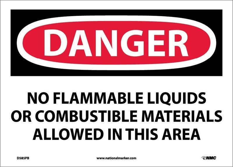 AccuformNMC MCHL146 OSHA Danger Safety Sign, No Flammable Liquids Or Combustible Materials..., 10" x 14"