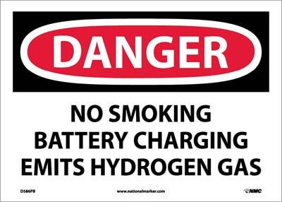 AccuformNMC MELC OSHA Danger Safety Sign, No Smoking - Battery Charging Emits Hydrogen Gas