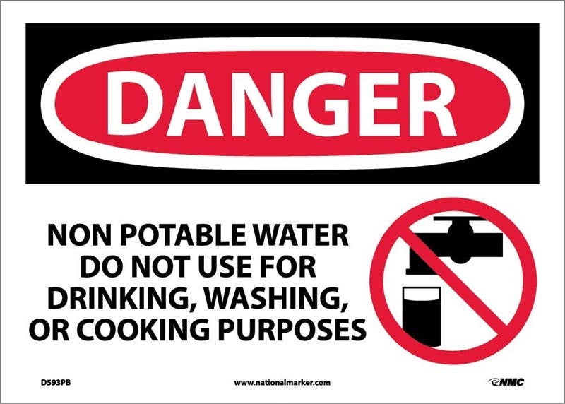 AccuformNMC MCAW017 OSHA Danger Safety Sign, Non-Potable Water - Do Not Use For Drinking..., 10" x 14"