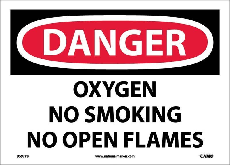 AccuformNMC MCHL OSHA Danger Safety Sign, Oxygen No Smoking No Open Flames