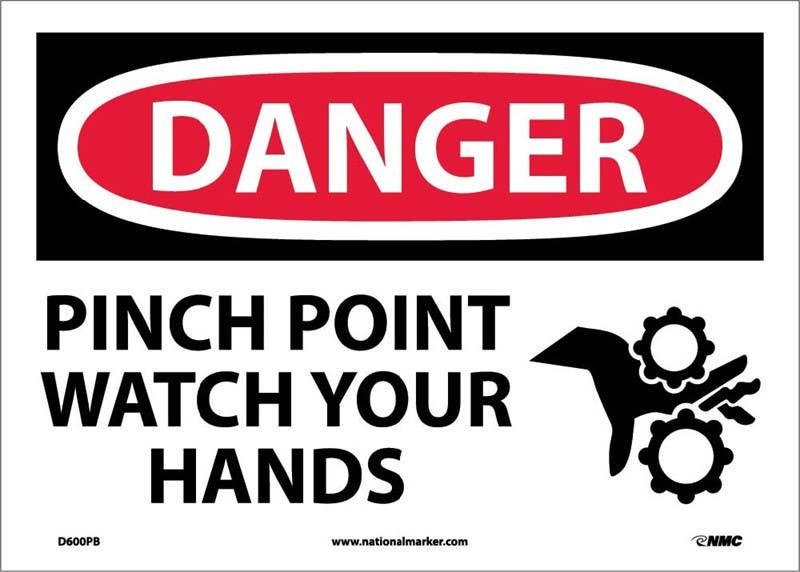 AccuformNMC MEQM OSHA Danger Safety Sign, Pinch Point - Watch Your Hands