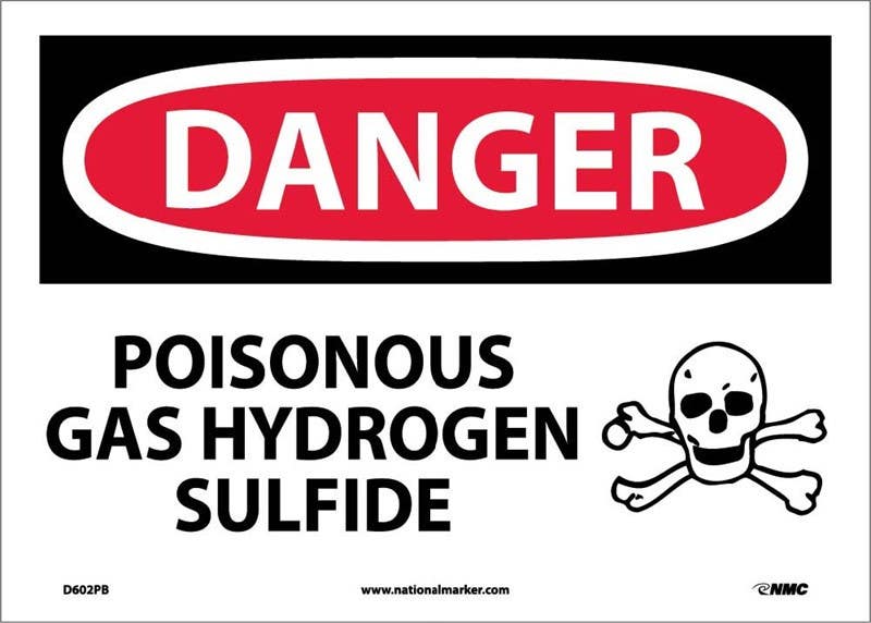 AccuformNMC MCHL OSHA Danger Safety Sign - Poisonous Gas Hydrogen Sulfide
