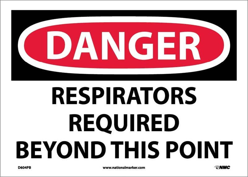 AccuformNMC MPPA035 OSHA Danger Safety Sign, Respirators Required Beyond This Point, 10" x 14"