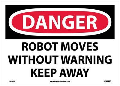 AccuformNMC MEQM118 OSHA Danger Safety Sign, Robot Moves Without Warning - Keep Away, 10" x 14"