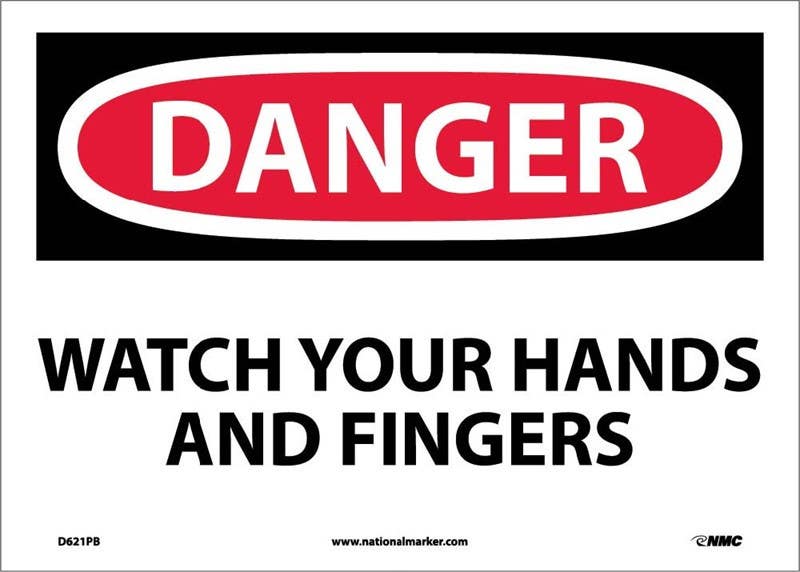 AccuformNMC MEQM OSHA Danger Safety Sign, Watch Your Hands and Fingers