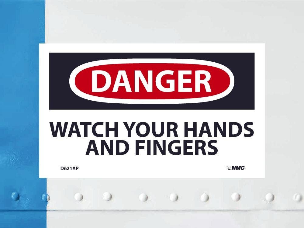 AccuformNMC D621AP Danger, Watch Your Hands And Fingers Label, PS Vinyl, 3" x 5", 5/Pk