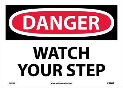 AccuformNMC MSTF101 OSHA Danger Safety Sign, Watch Your Step, 10" x 14"
