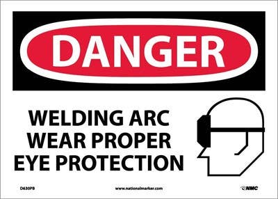 AccuformNMC MWLD018 OSHA Danger Safety Sign, Welding Arc - Wear Proper Eye Protection, 10" x 14"